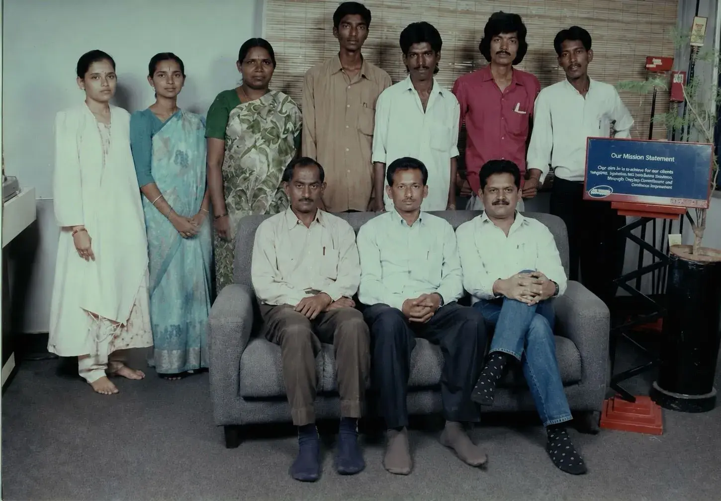 The complete founding team of Brand Exposure photographed at the studio on inception day, 26 January 1991