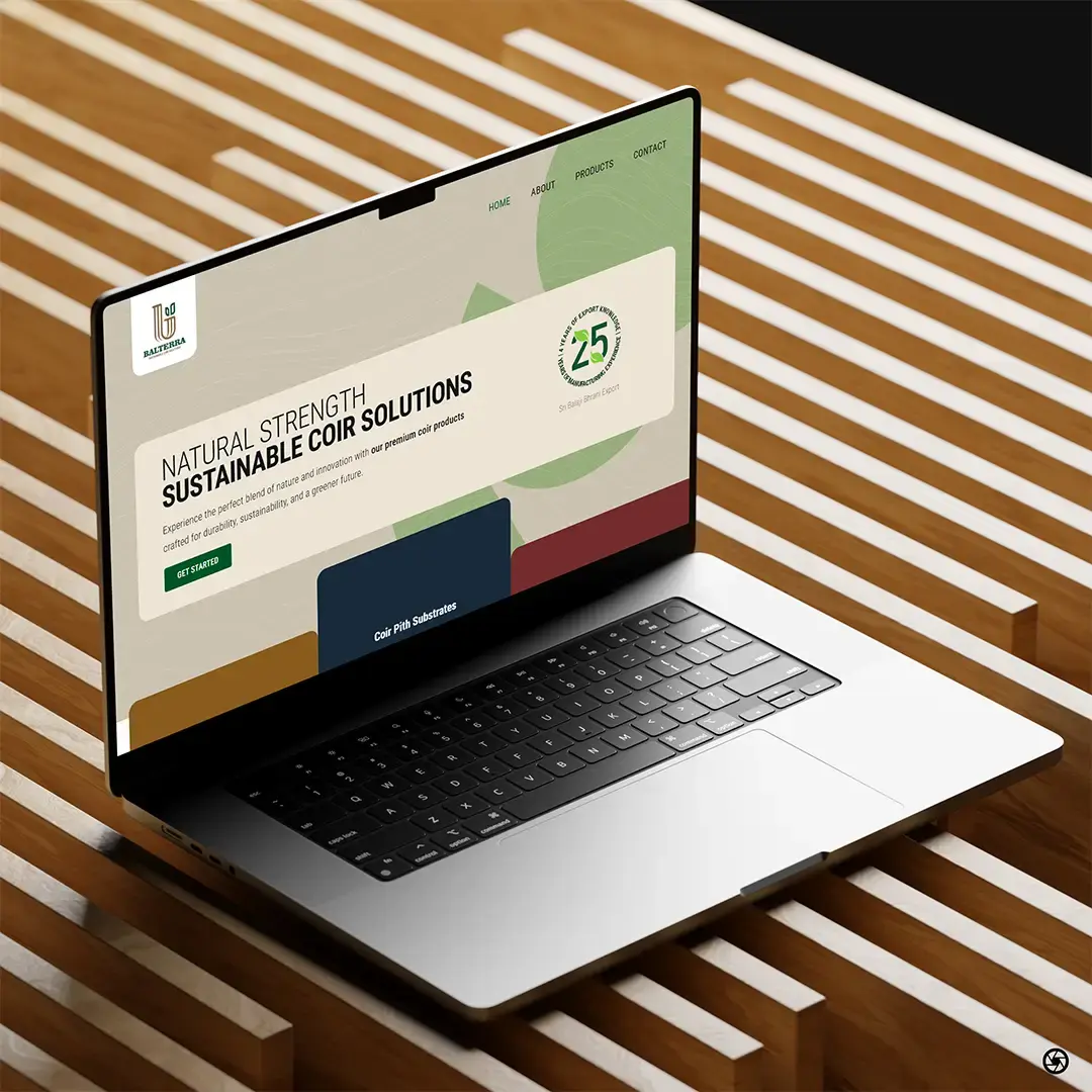 Balterra — balterra.in website on a laptop, desktop homepage view