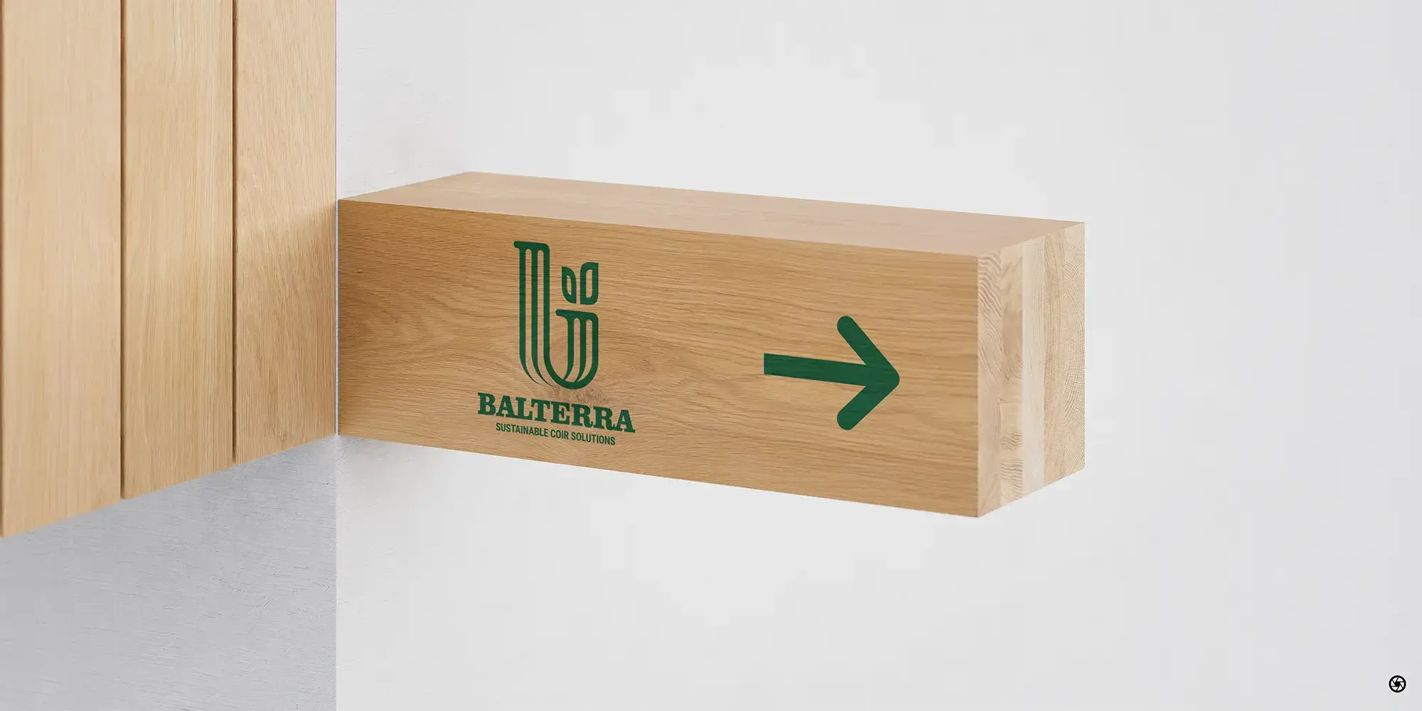 Balterra — premium wood sign board for corporate reception