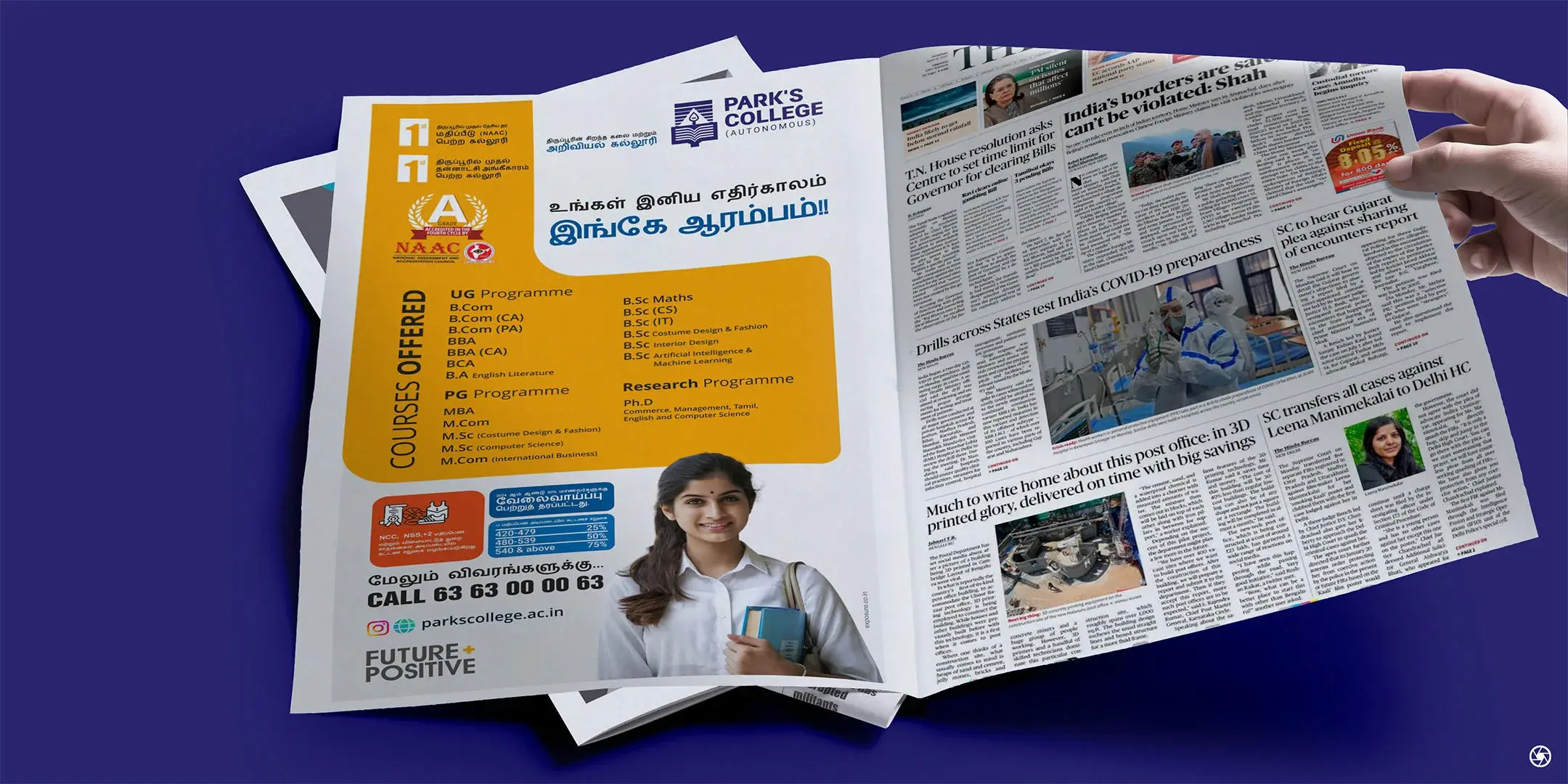 Park's College newspaper advertisement