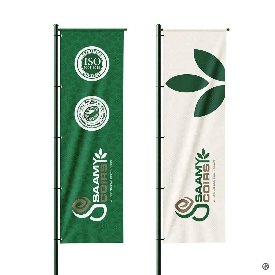 Saamy Coirs branded flag for events and exhibitions