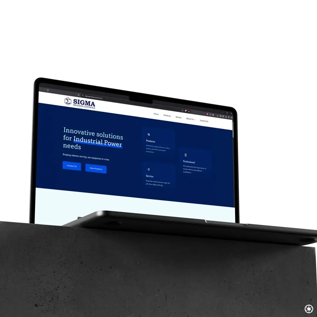 Sigma Process Controls corporate website on a laptop